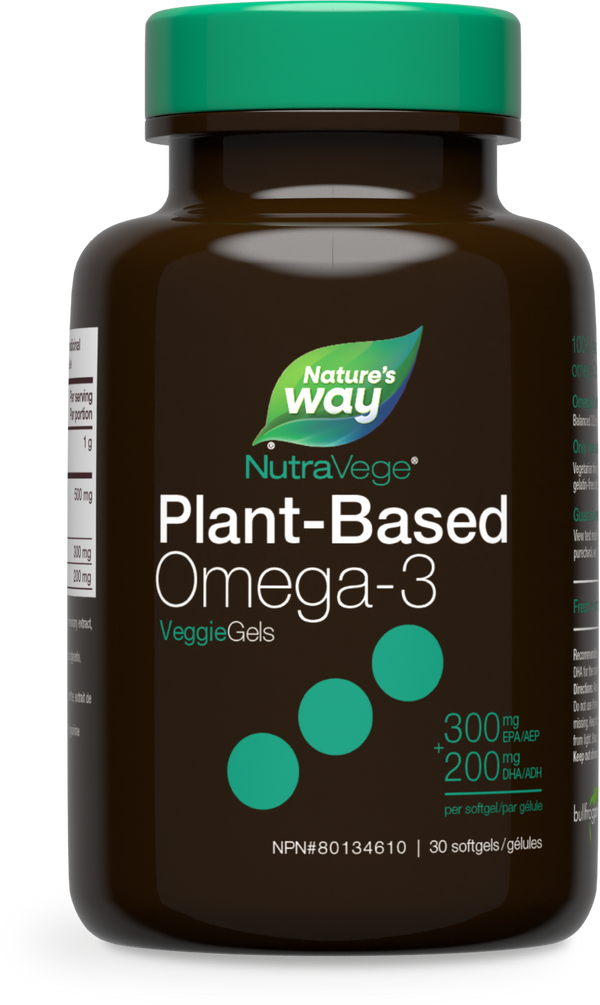 NutraVege Oméga-3 à base de plante, Gélules liquides, Menthe fraîche / 30 gélules