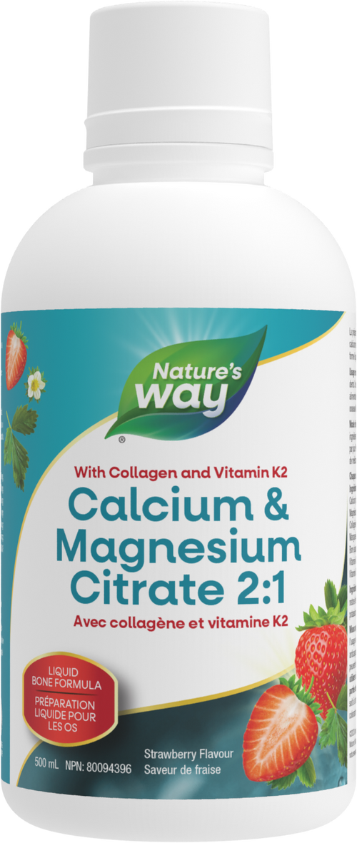 Calcium & Magnesium Citrate 2:1 with Collagen & Vitamin K2, Strawberry / 16.9 fl oz (500 ml)
