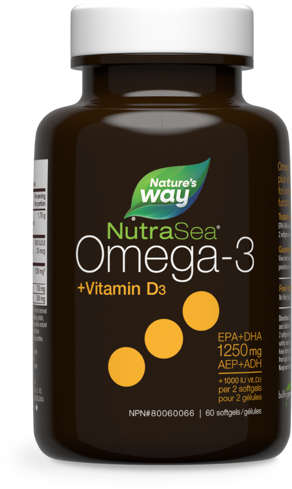 NutraSea+D Oméga-3 Gélules liquides, Menthe fraîche / 60 gélules
