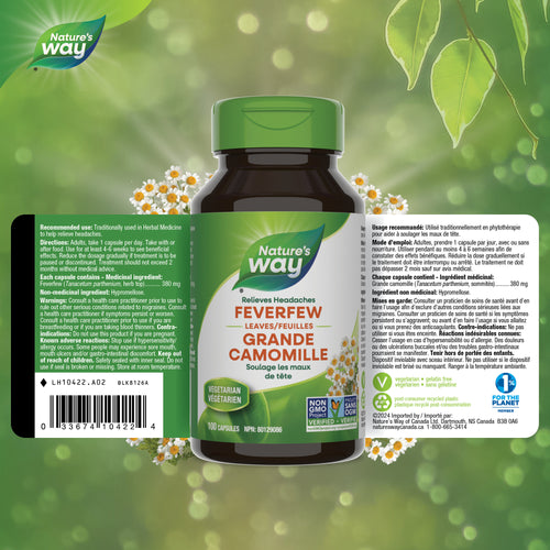 <{%FACT1_10422%}>Nature's Way® | Feverfew Leaves - supplement facts