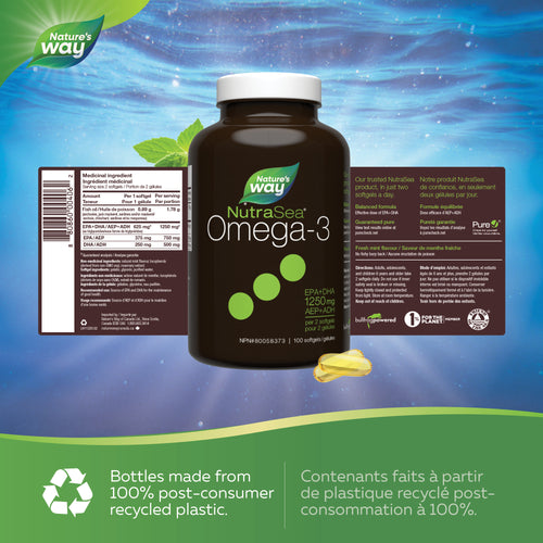 <{%FACT1_11220%}>Nature's Way® | NutraSea Omega-3 Liquid Gels, Fresh Mint - supplement facts