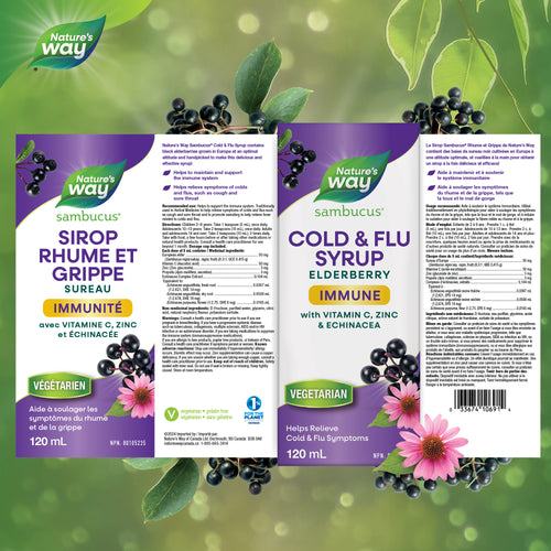 <{%FACT1_10691%}>Nature's Way® | Sambucus Immune Cold and Flu Care, Syrup - supplement facts
