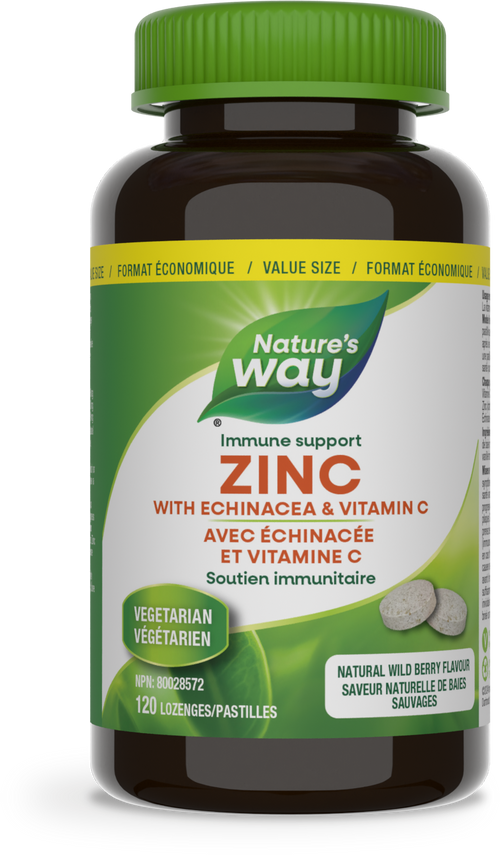 <{%PRIMARY_13698%}>Nature's Way® | Zinc with Echinacea & Vitamin C, 120 lozenges, Wild Berry