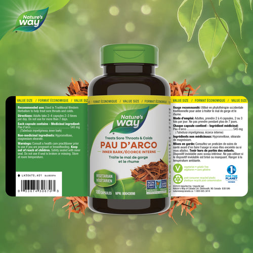 <{%FACT1_30670%}>Nature's Way® | Pau D'Arco Inner Bark - supplement facts