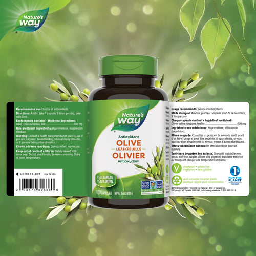 <{%FACT1_30668%}>Nature's Way® | Olive Leaf - supplement facts