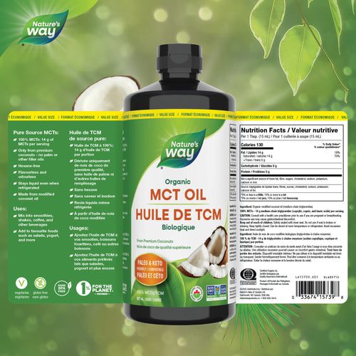 <{%FACT1_15739%}>Nature's Way® | 100% Organic MCT Oil 887 ml (30 fl oz)