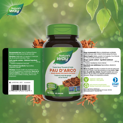 <{%FACT1_30106%}>Nature's Way® | Pau D'Arco Inner Bark - supplement facts