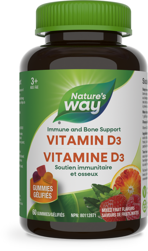<{%PRIMARY_14003%}>Nature's Way® | Vitamin D, Immune and Bone Support, 60 gummies, MIXED FRUIT FLAVOURS