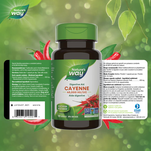 <{%FACT1_10407%}>Nature's Way® | Cayenne, 40,000 HU - supplement facts