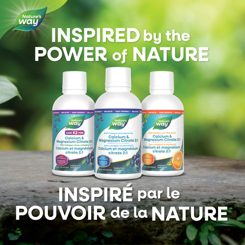 <{%MAIN6_10467%}>Nature's Way® | Calcium & Magnesium Citrate 2:1 with Vitamin K2 & Collagen, Blueberry
