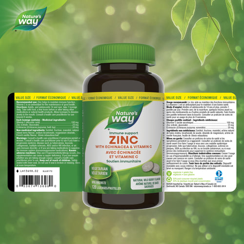 <{%FACT1_13698%}>Nature's Way® | Zinc with Echinacea & Vitamin C - supplement facts