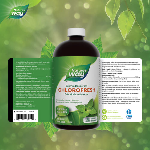 <{%FACT1_10455%}>Nature's Way® | Chlorofresh, Chlorophyllin Copper Complex, Liquid, Mint Flavour - supplement facts