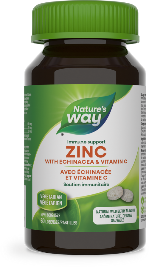 <{%PRIMARY_30539%}>Nature's Way® | Zinc with Echinacea & Vitamin C, 60 lozenges, Wild Berry