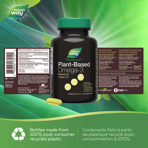 <{%FACT1_13912%}>Nature's Way® | NutraVege+D Omega-3 Plant 30 Liquidgels - supplement facts