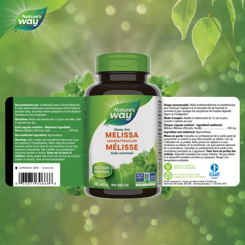 <{%FACT1_30666%}>Nature's Way® | Melissa Leaves - supplement facts