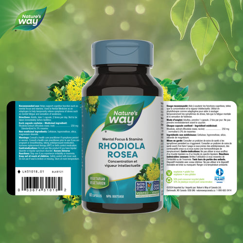 <{%FACT1_31018%}>Nature's Way® | Rhodiola Rosea - supplement facts