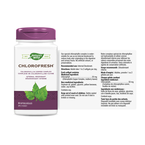 Chlorofresh, Complexe Chlorophylline Cuivre / 90 gélules