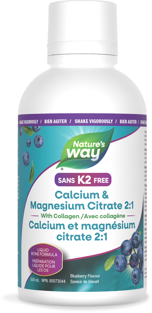 Citrate de calcium et de magnésium 2: 1 avec collagène, myrtille / 16,9 fl oz (500 ml)