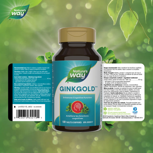 Ginkgold, Ginkgo Biloba Standardized Extract / 100 tablets