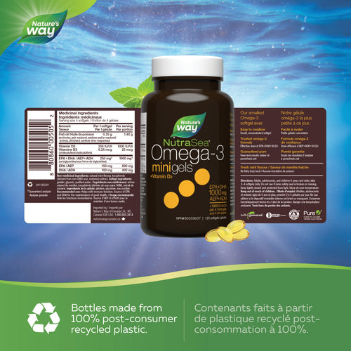 NutraSea+D™ Omega-3 Mini Gels, Fresh Mint / 120 softgels