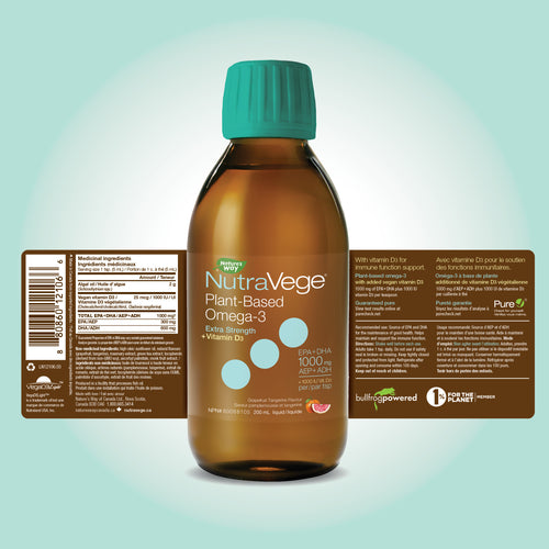 NutraVege™ Omega-3 +D, à base de plantes, extra fort, pamplemousse mandarine / 6,8 fl oz (200 ml)