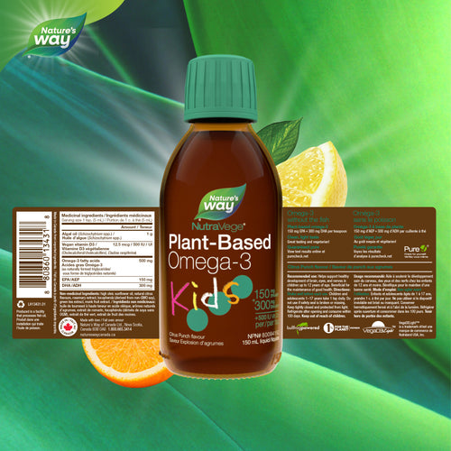 NutraVege Kids Omega-3, Plant-Based,  Citrus Punch / 5 oz (150 ml)