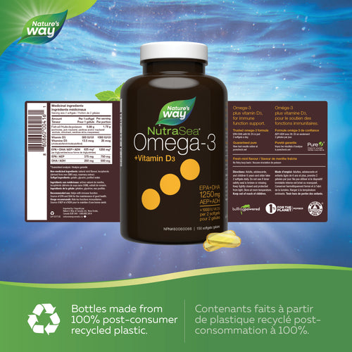 Gels liquides Oméga-3 NutraSea+D™, menthe fraîche / 150 gélules