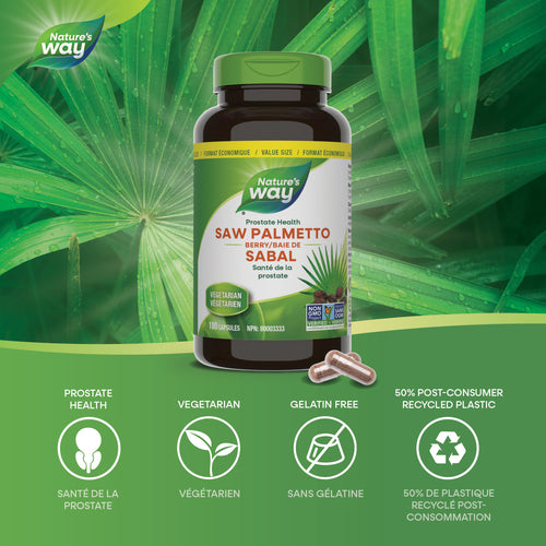 Saw Palmetto Berry, format économique / 180 capsules