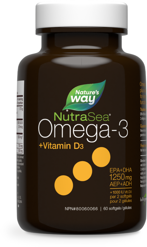 NutraSea+D Oméga-3 Gélules liquides, Menthe fraîche / 60 gélules