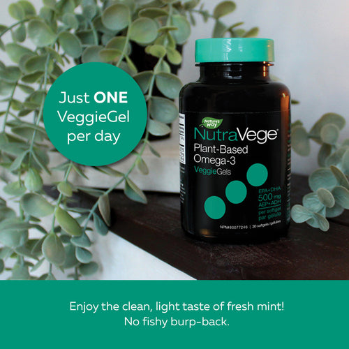NutraVege™ Omega-3, Plant Based, Liquid Gels, Fresh Mint / 30 softgels