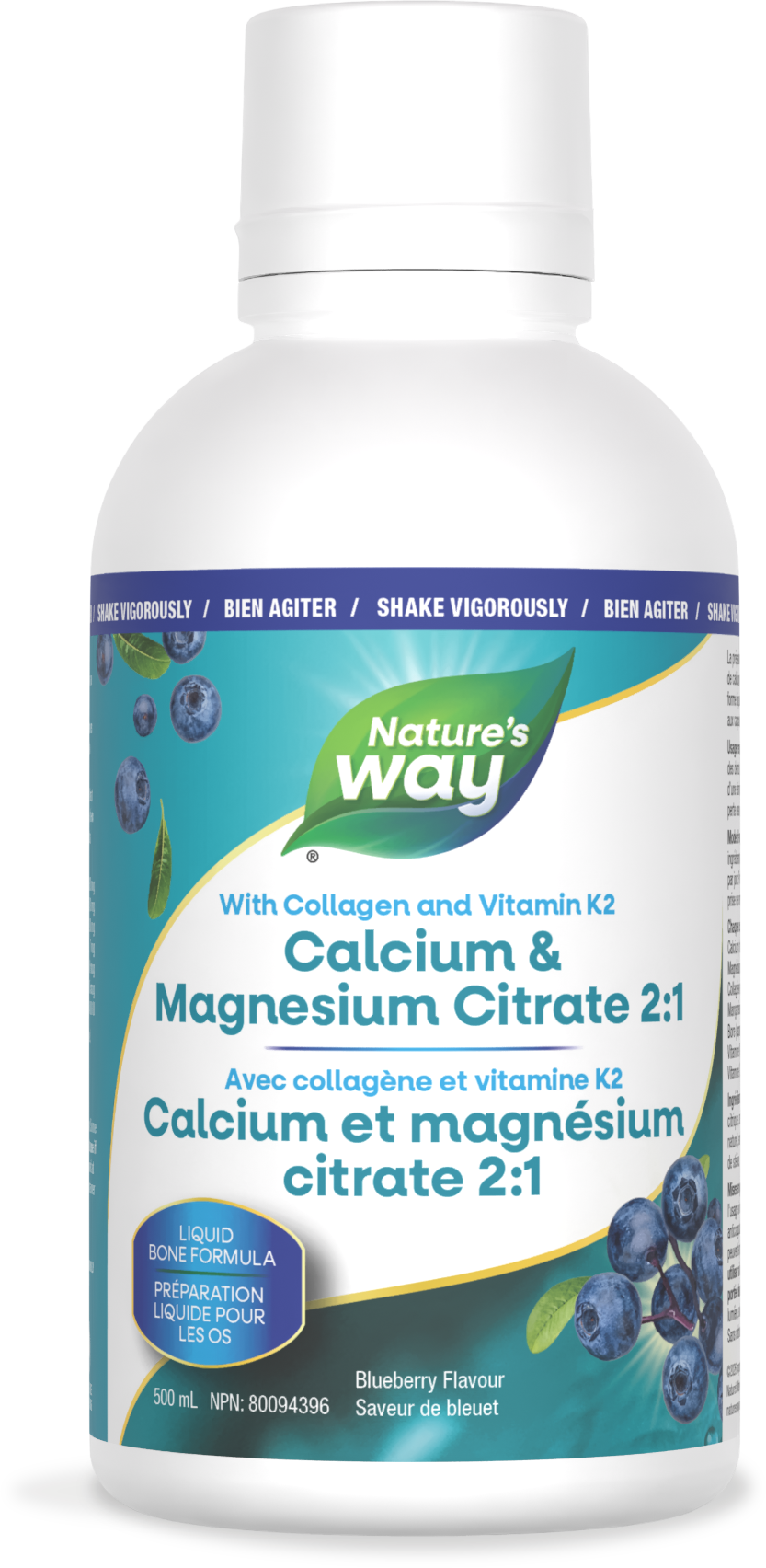 Calcium & Magnesium Citrate 2:1 with Vitamin K2 & Collagen, Blueberry / 16.9 fl oz (500 ml)