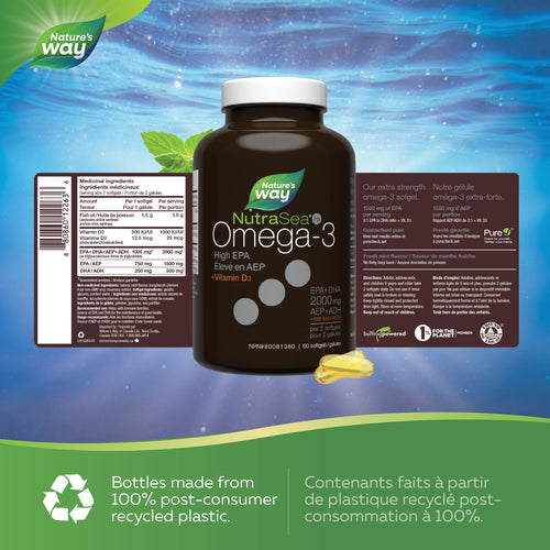 NutraSea® HP™ +D Omega-3 Liquid Gels, Fresh Mint / 60 softgels