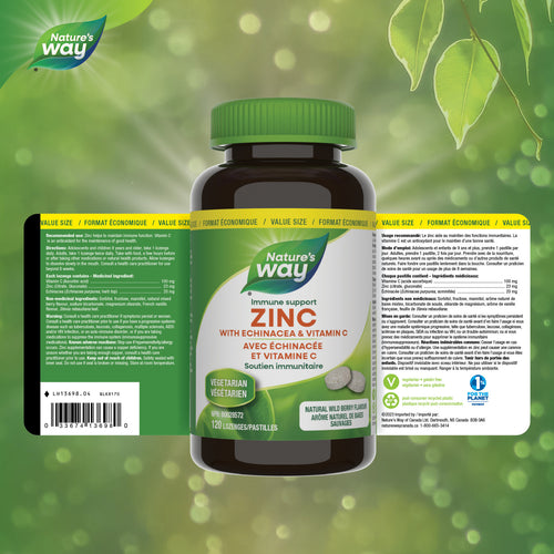 Zinc avec Echinacea &amp; Vitamine C / 120 pastilles