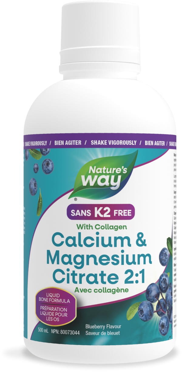 Citrate de calcium et de magnésium 2: 1 avec collagène, myrtille / 16,9 fl oz (500 ml)