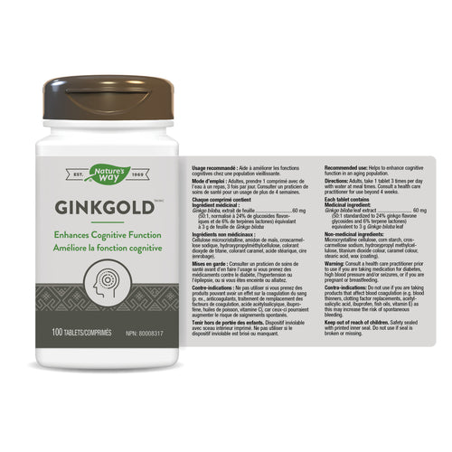 Ginkgold, Ginkgo Biloba Standardized Extract / 100 tablets