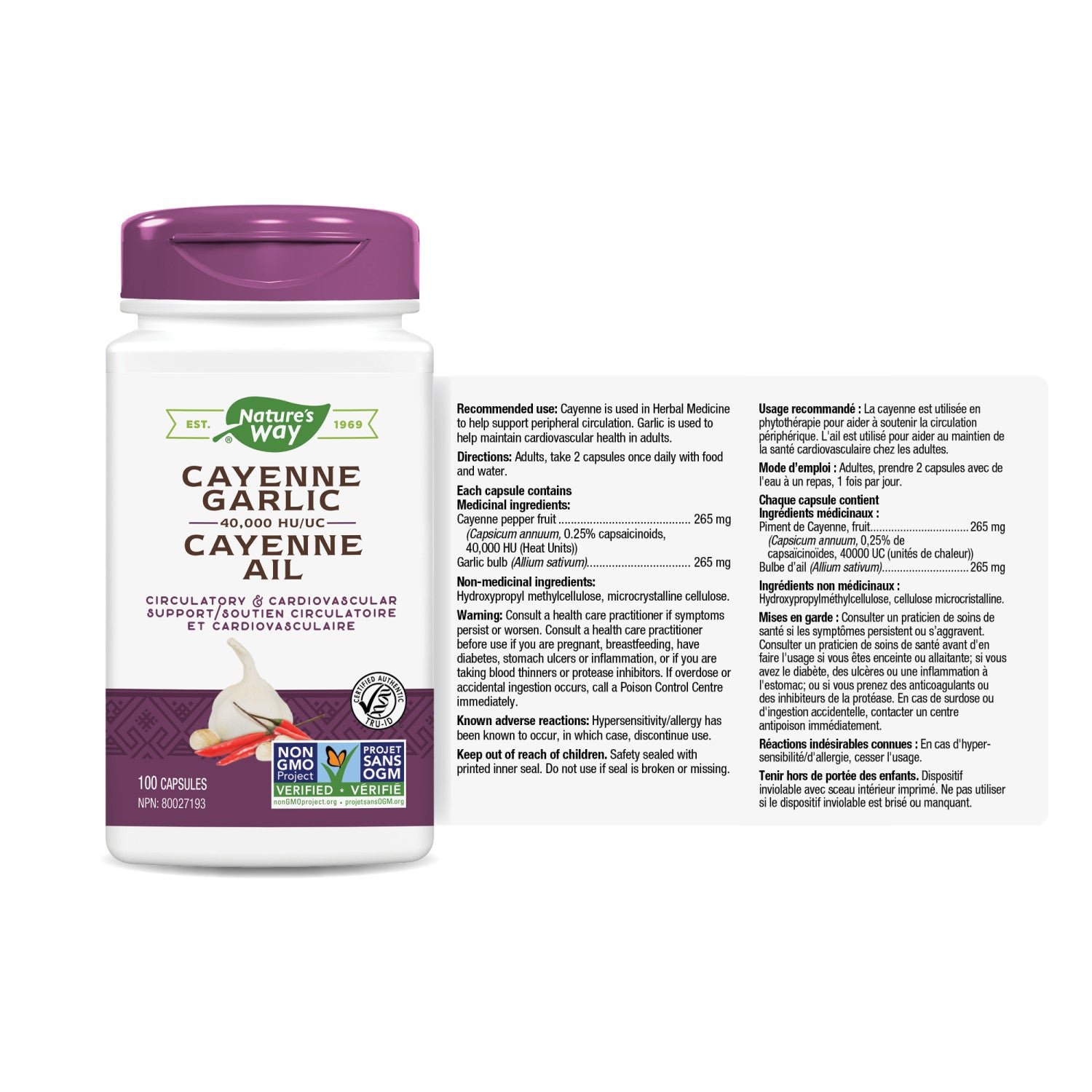 Cayenne Garlic 40 000 HU 100 capsules Nature s Way Canada