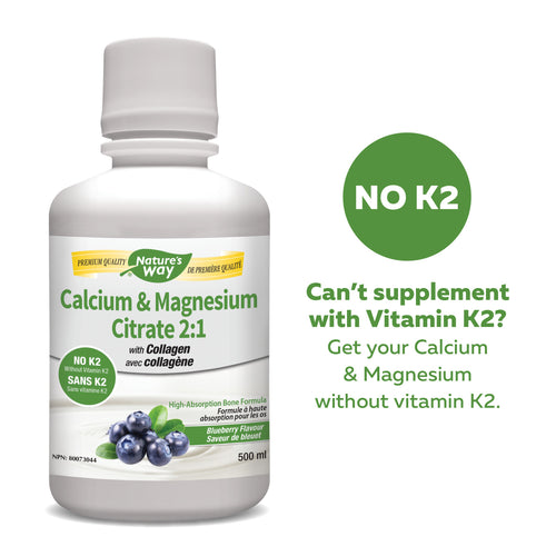 Calcium & Magnesium Citrate 2:1 with Collagen, Blueberry / 16.9 fl oz (500 ml)